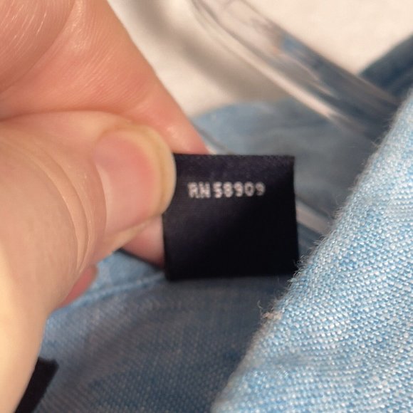 Roundtree & Yorke Mens Linen Button Down Shirt Size 2XB Blue Short Sleeve NEW - Picture 7 of 12